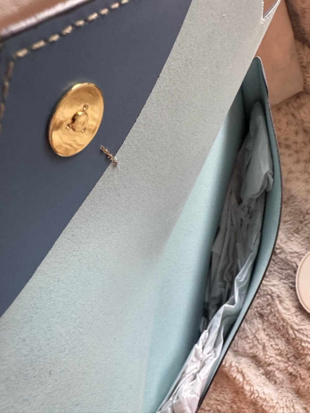 Boldrini Light Blue Leather Envelope Clutch - Picture 4 of 9